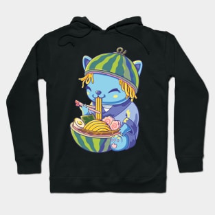 Chibi cat eat ramen Hoodie